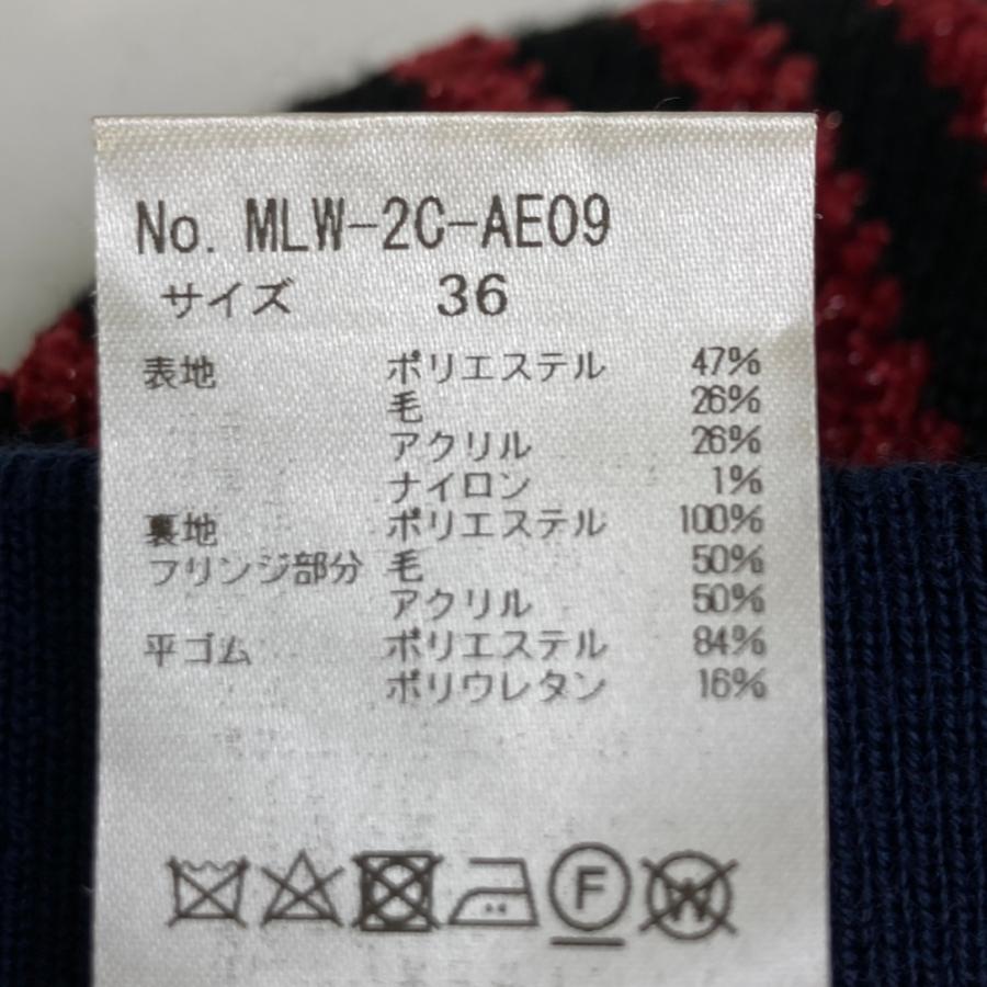 MARK\u0026LONA マークアンドロナ  裏地付ニットスカート ウール混 ヘリンボーン柄 レッド系 36 ゴルフウェア レディースの画像