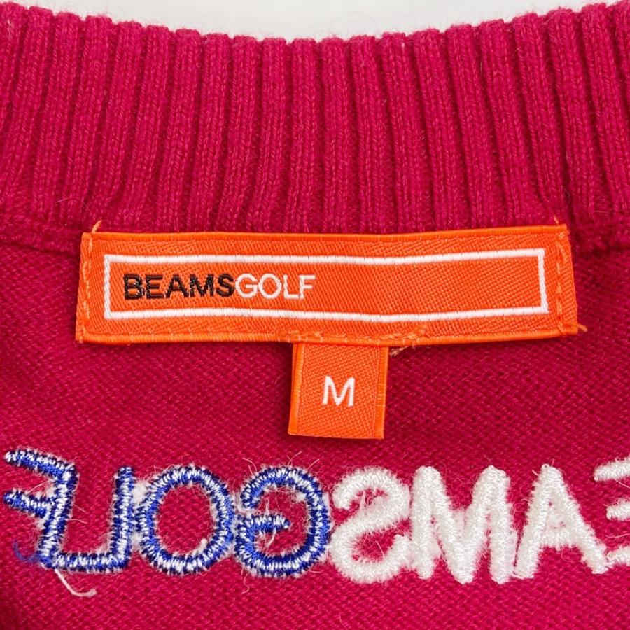 BEAMS GOLF ビームスゴルフ カシミヤ混 長袖ニットセーター レッド系 M