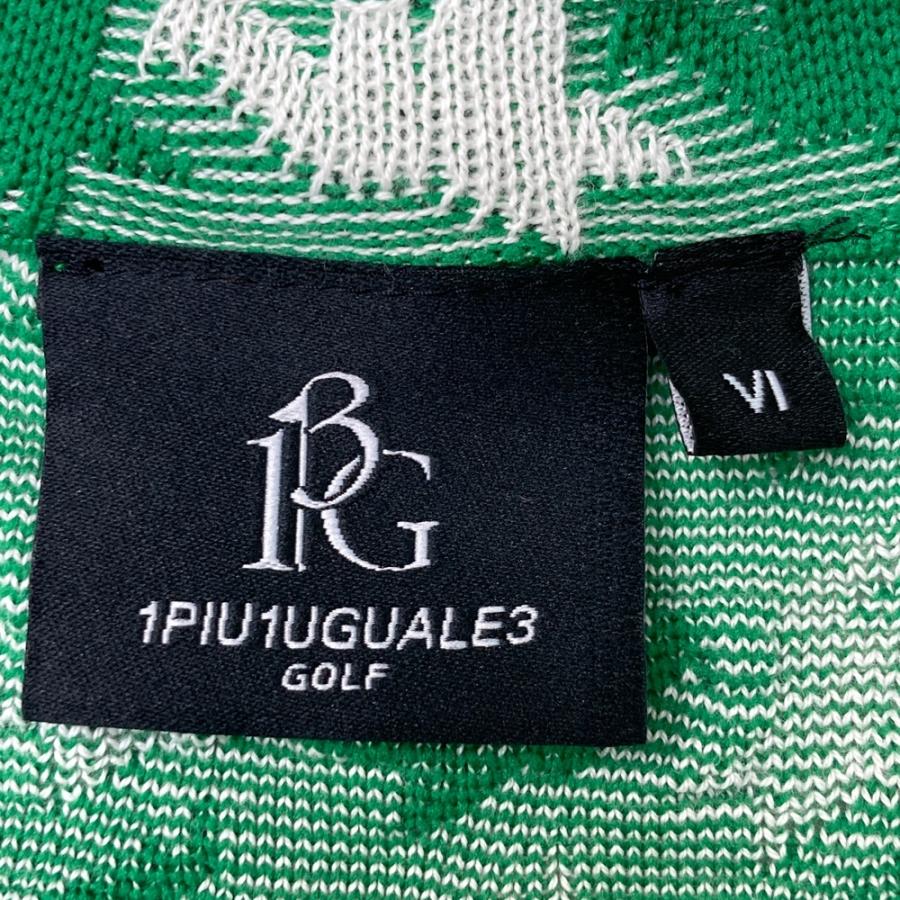 【美品】1PIU1UGUALE3 GOLF GRB121 ニットジャケット 千鳥 グリーン系 6 ゴルフウェア メンズ_3