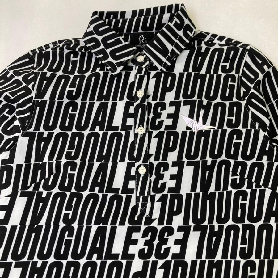 サイズ：2 1PIU1UGUALE3 GOLF GST166 長袖ポロシャツ 総柄 ブラック系 [240101441198] ゴルフウェア レディース ストスト 1PIU1UGUALE3 GOLF 【美品】1PIU1UGUALE3 GST166 長袖ポロシャツ 総柄