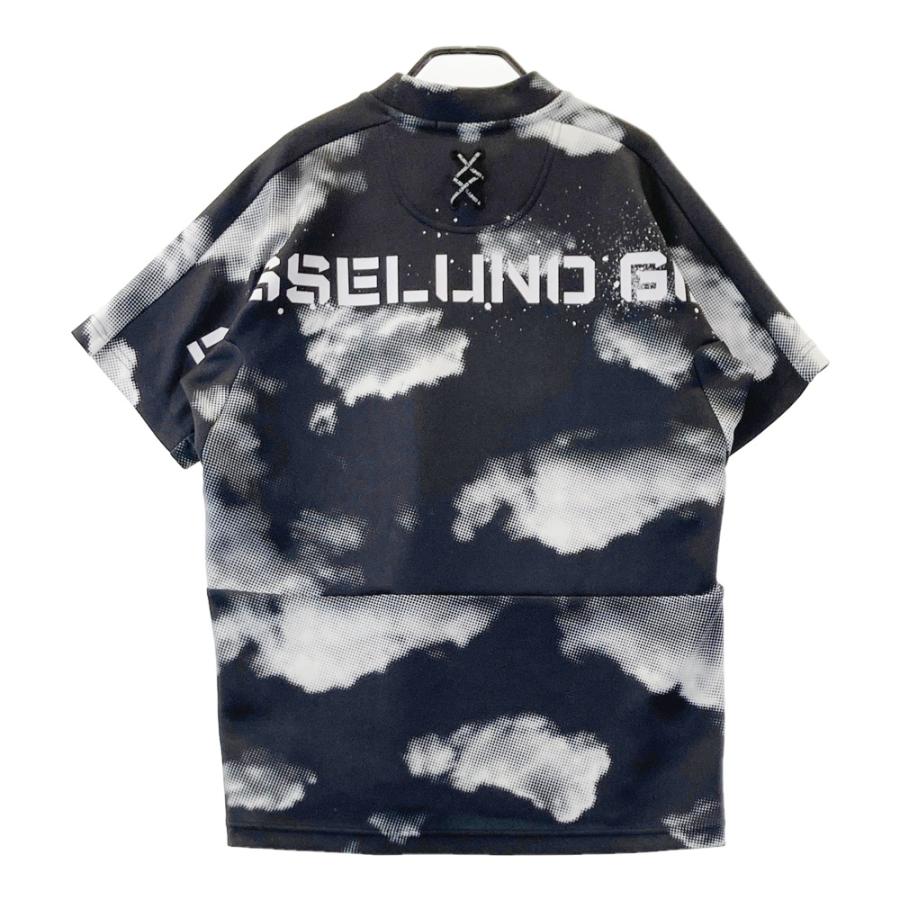 サイズ：5 RUSSELUNO ラッセルノ  モックネック 半袖Tシャツ ルチャ 総柄 グレー系 [240101634342] ゴルフウェア メンズ ストスト RUSSELUNO ラッセルノ モックネック 半袖Tシャツ ルチャ 総柄 グレー系