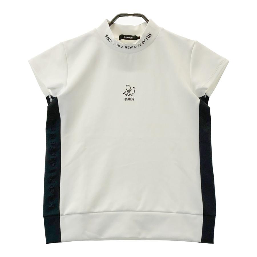 8YARDS ハイネックゴルフシャツ Lサイズ ホワイト/ブラック 8YARDS ハチヤーズ ハイネック 半袖Tシャツ ホワイト系 L ゴルフウェア