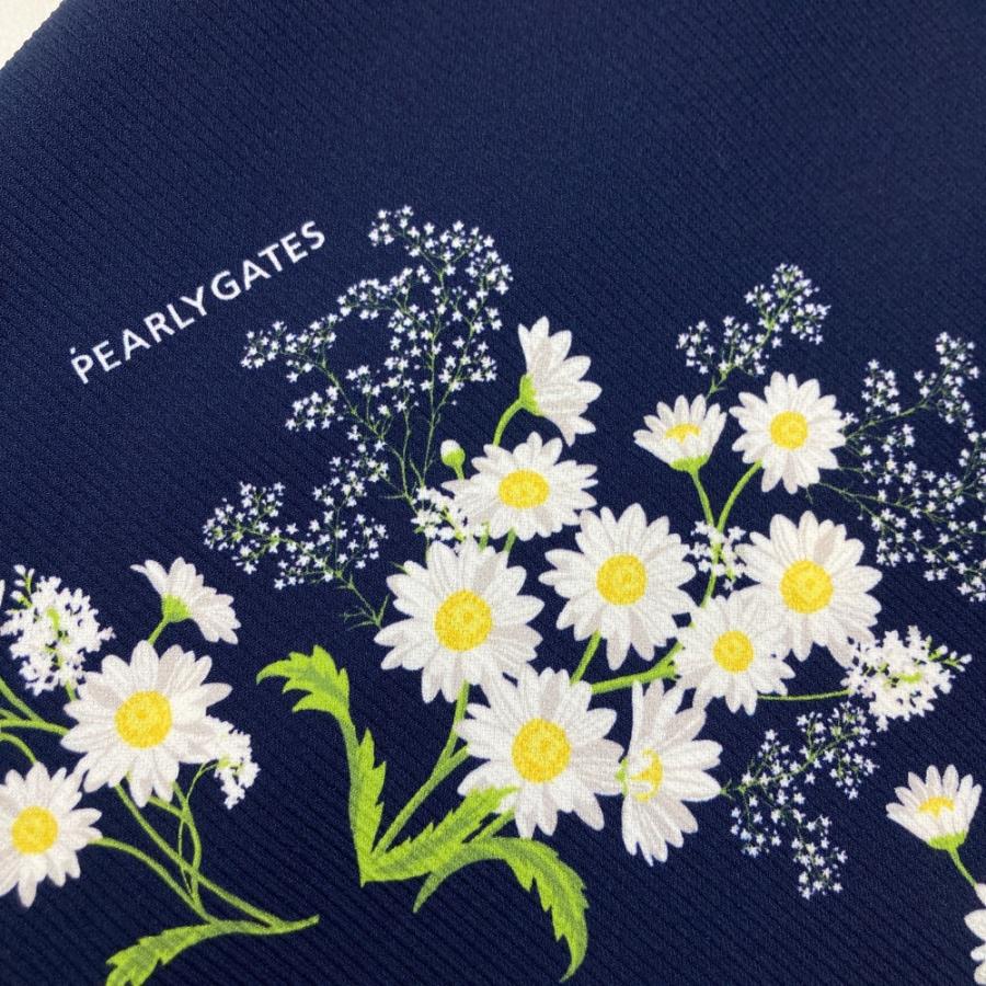 PEARLY GATES パーリーゲイツ  サイド変形 フラワープリント膝丈スカート  ネイビー系 2 ゴルフウェア レディースの画像