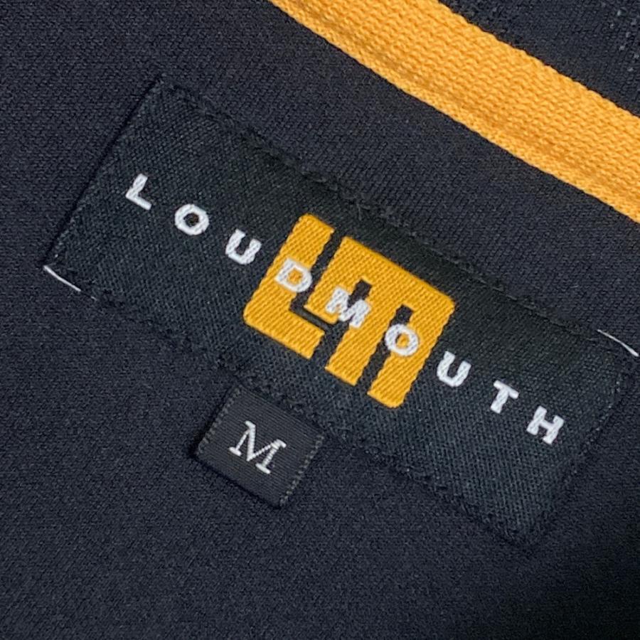 サイズ：M LOUD MOUTH ラウドマウス 765200 ライトダンボールニット ジップジャケット ロゴ エンボス柄 ブラック系 [240101638381] ゴルフウェア メンズ ストスト 美品】LOUD MOUTH ラウドマウス 765200 ライトダンボールニット ジップ