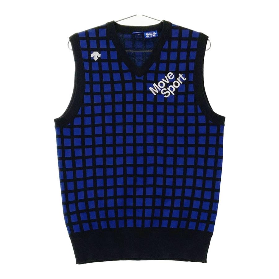 DESCENTE GOLF メンズベスト Mサイズ チェック柄 DESCENTE GOLF デサントゴルフ ニットベスト チェック柄 ブルー系 M