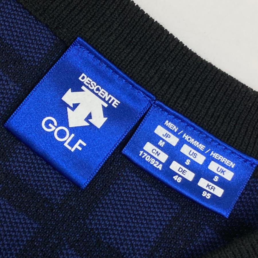 DESCENTE GOLF メンズベスト Mサイズ チェック柄 DESCENTE GOLF デサントゴルフ ニットベスト チェック柄 ブルー系 M
