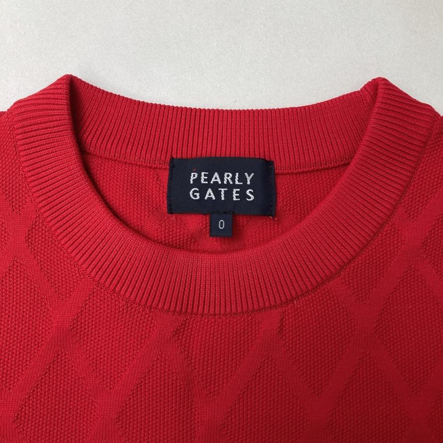 PEARLY GATES パーリーゲイツ  長袖 ニットセーター アーガイル柄 レッド系 0 ゴルフウェア レディースの画像