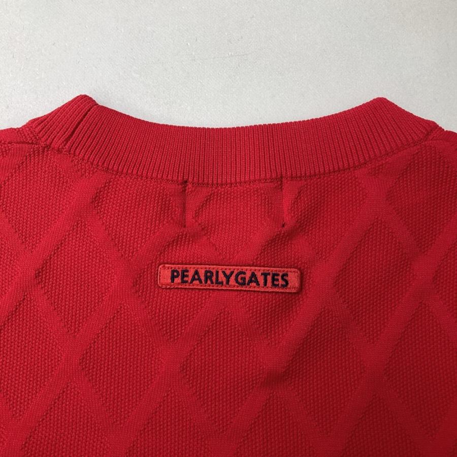 PEARLY GATES パーリーゲイツ  長袖 ニットセーター アーガイル柄 レッド系 0 ゴルフウェア レディースの画像