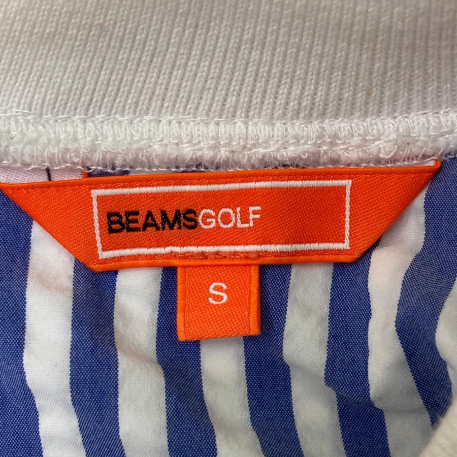 BEAMS GOLF（ビームス ゴルフ） 襟付 半袖Tシャツ ストライプ柄 ブルー