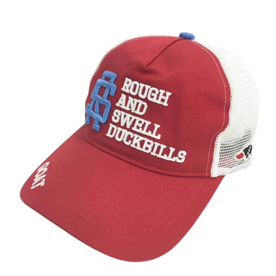 ラフ＆スウェル　ゴルフメッシュキャップ　フリーサイズ　ユニセックス ROUGH&SWELL ラフアンドスウェル メッシュ キャップ カモノハシ レッド