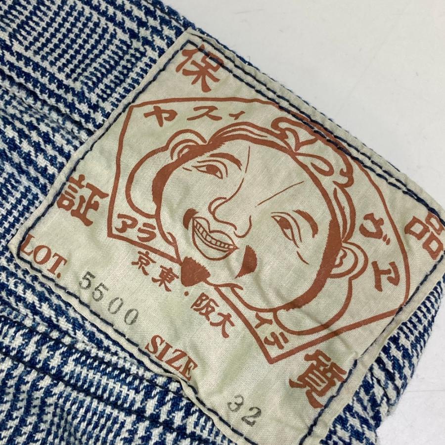 EVISU エヴィス 5500 コットンパンツ グレンチェック柄 ネイビー系 32 