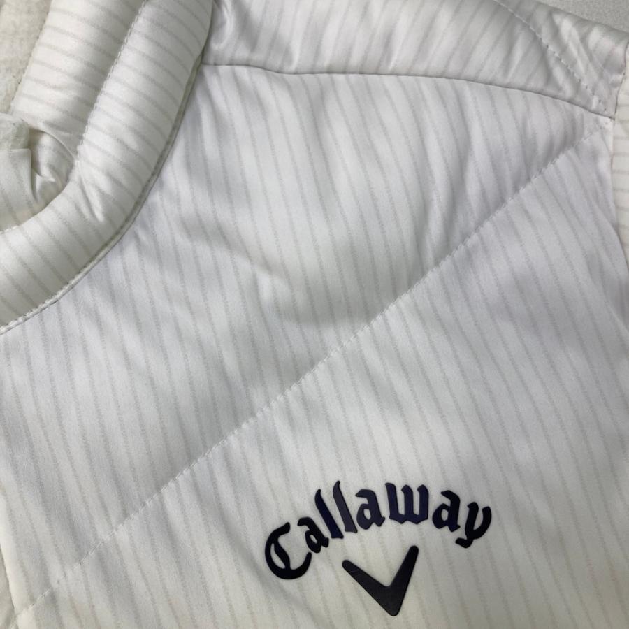 サイズ：L CALLAWAY キャロウェイ  中綿ジャケット ストライプ柄 ホワイト系 [240101640745] ゴルフウェア メンズ ストスト CALLAWAY キャロウェイ 中綿ジャケット ストライプ柄 ホワイト系 L