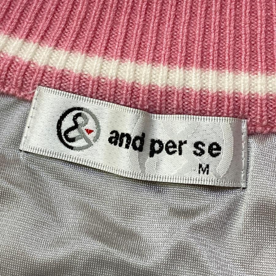 サイズ：M AND PER SE アンパスィ  ウール混 裏地付きニットセーター  ピンク系 [240101642354] ゴルフウェア メンズ ストスト and per se（アンパスィ） ウール混 裏地付きニットセーター ピンク系