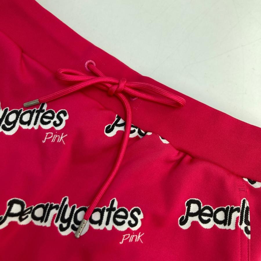 PEARLY GATES パーリーゲイツ ; ストレッチ スカート 切替 ロゴ総柄 ピンク系 1 ゴルフウェア レディースの画像