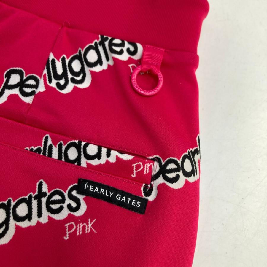 PEARLY GATES パーリーゲイツ ; ストレッチ スカート 切替 ロゴ総柄 ピンク系 1 ゴルフウェア レディースの画像