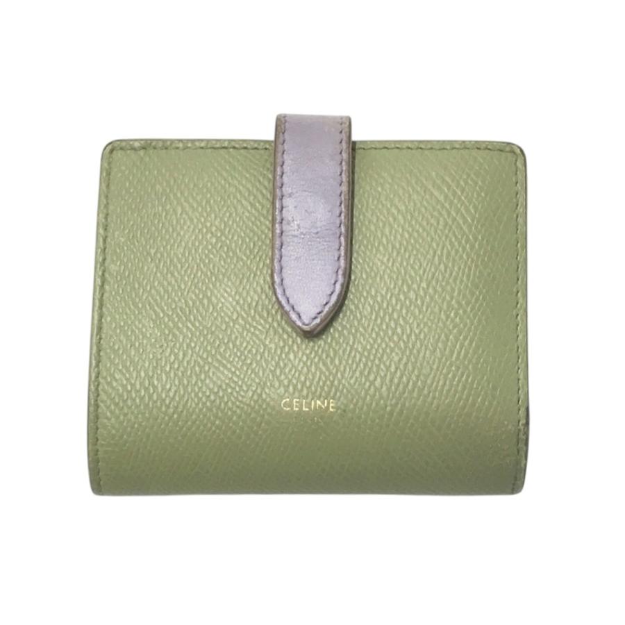 CELINE ミディアムウォレット 二つ折り財布 グリーン バイフォールドウォレット 二つ折り財布 レザー カーキグリーン