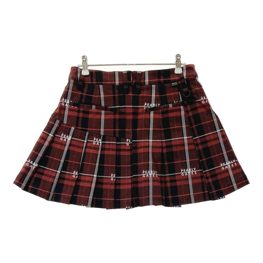 PEARLY GATES パーリーゲイツ  ストレッチ プリーツスカート チェック柄 ブラウン系 0 ゴルフウェア レディースの画像
