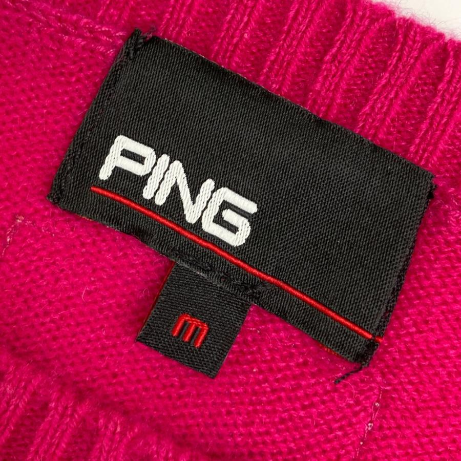 PING ピン カシミヤ ニットセーター ピンク系 M ゴルフウェア