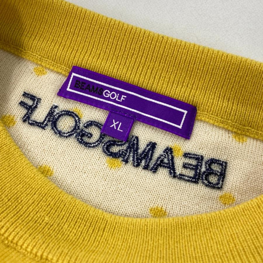 サイズ：XL BEAMS GOLF ビームスゴルフ パープルレーベル 長袖ニットセーター ドット柄 イエロー系 [240101645465] ゴルフウェア メンズ ストスト BEAMS GOLF ビームスゴルフ パープルレーベル 長袖ニットセーター