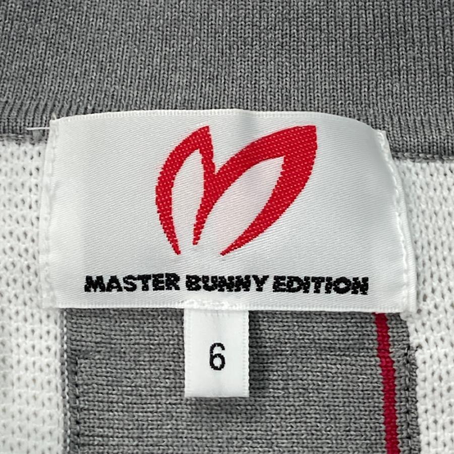 サイズ：6 MASTER BUNNY EDITION マスターバニーエディション 2024年モデル 半袖ニットポロシャツ ストライプ柄 グレー系 [240101646385] ゴルフウェア メンズ ストスト MASTER BUNNY EDITION（マスターバニーエディション） 2024年モデル