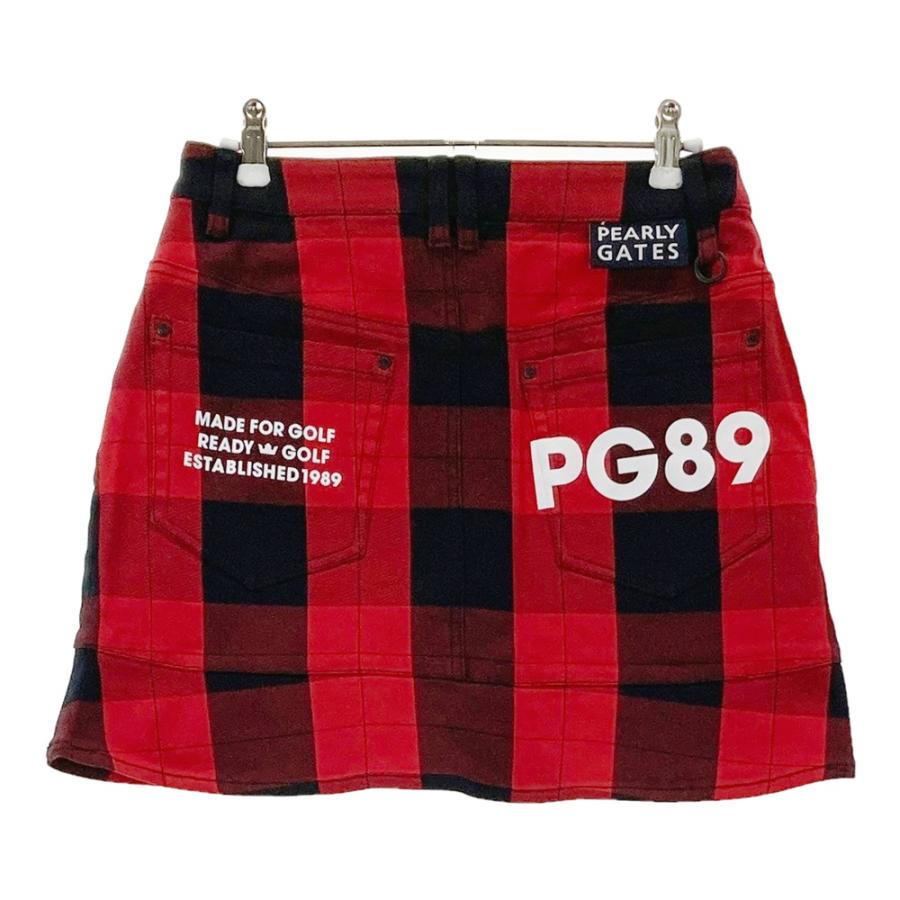 【新品】PEARLY GATES パーリーゲイツ  ストレッチスカート チェック柄 レッド系 0 ゴルフウェア レディースの画像