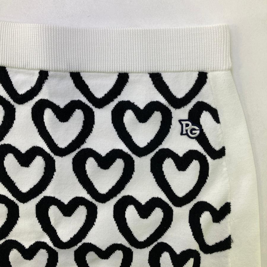 【新品】PEARLY GATES パーリーゲイツ  ニットスカート ハート柄 ホワイト系 1 ゴルフウェア レディースの画像