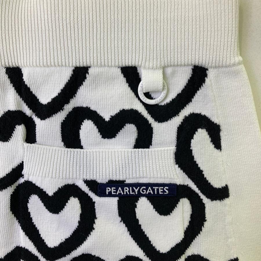 【新品】PEARLY GATES パーリーゲイツ  ニットスカート ハート柄 ホワイト系 1 ゴルフウェア レディースの画像