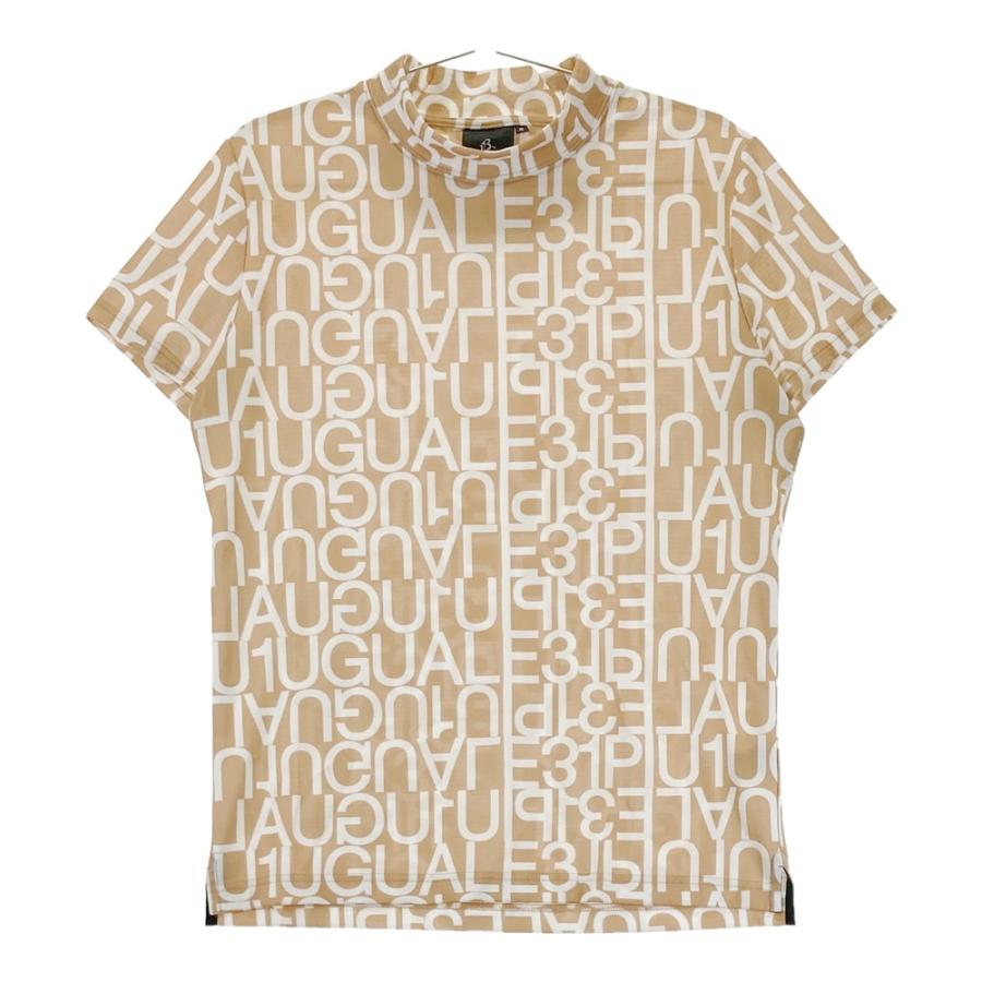 【未使用】1piu1uguale3GOLF ハイネック　総柄　半袖シャツ　ゴルフ 1PIU1UGUALE3 GOLF ハイネック半袖 Tシャツ 総柄 ブラウン系 3 ゴルフ