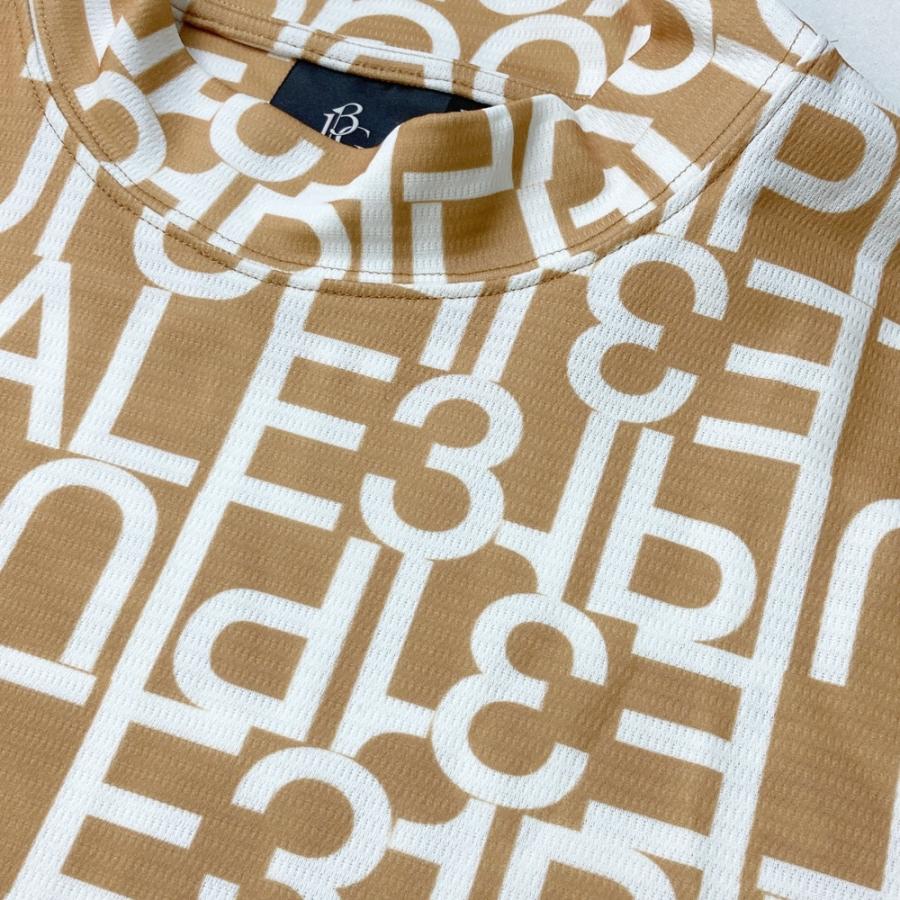 1PIU1UGUALE3 GOLF ハイネック半袖 Tシャツ 総柄 ブラウン系 3 ゴルフ
