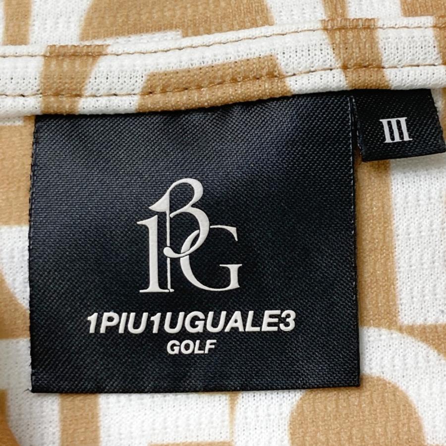 1PIU1UGUALE3 GOLF ハイネック半袖 Tシャツ 総柄 ブラウン系 3 ゴルフ