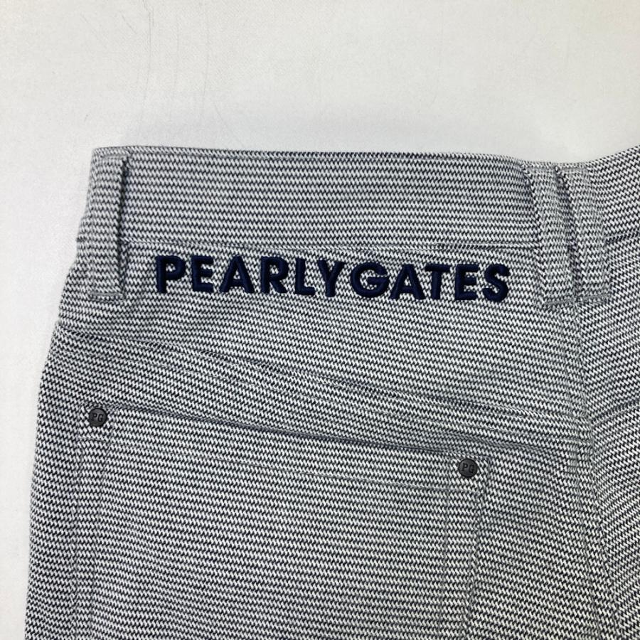 PEARLY GATES パーリーゲイツ  ストレッチパンツ 裏地付 ニコちゃん 総柄 ネイビー系 4 ゴルフウェア レディースの画像