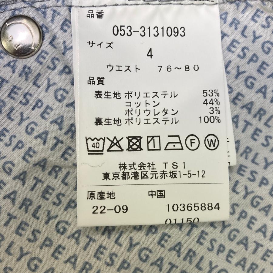 PEARLY GATES パーリーゲイツ  ストレッチパンツ 裏地付 ニコちゃん 総柄 ネイビー系 4 ゴルフウェア レディースの画像
