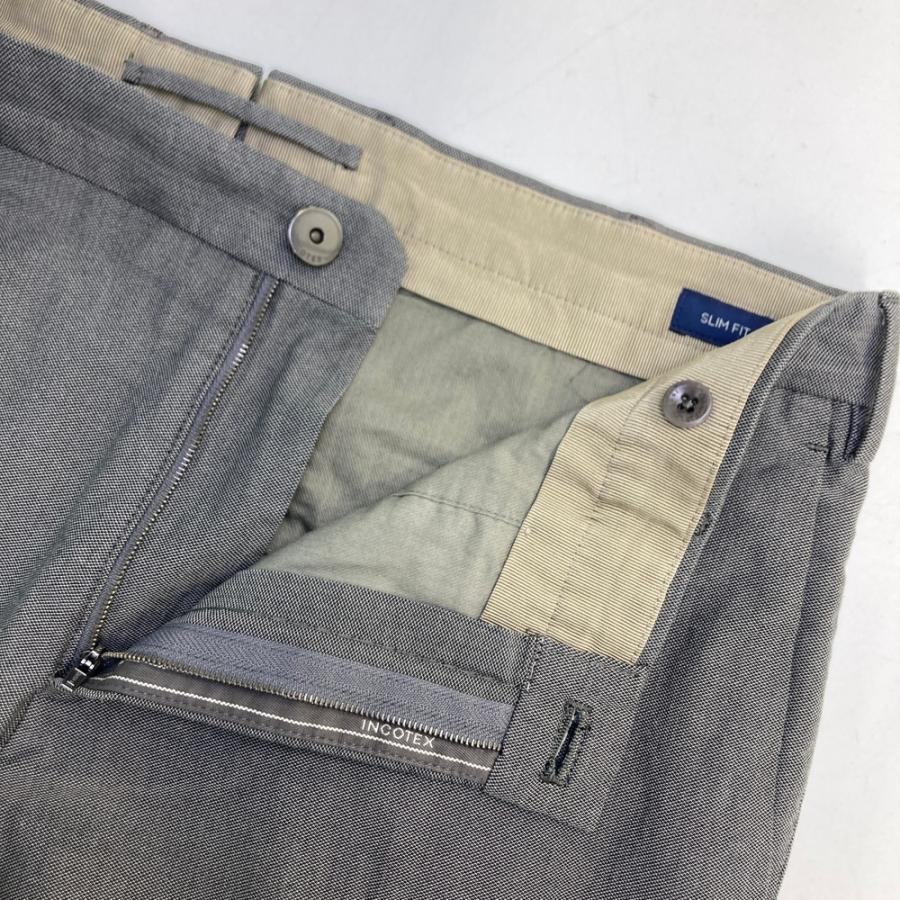 INCOTEX 48 グレー チェック柄 スラッス INCOTEX（インコテックス） スラックスパンツ SLIM FIT グレー系 48