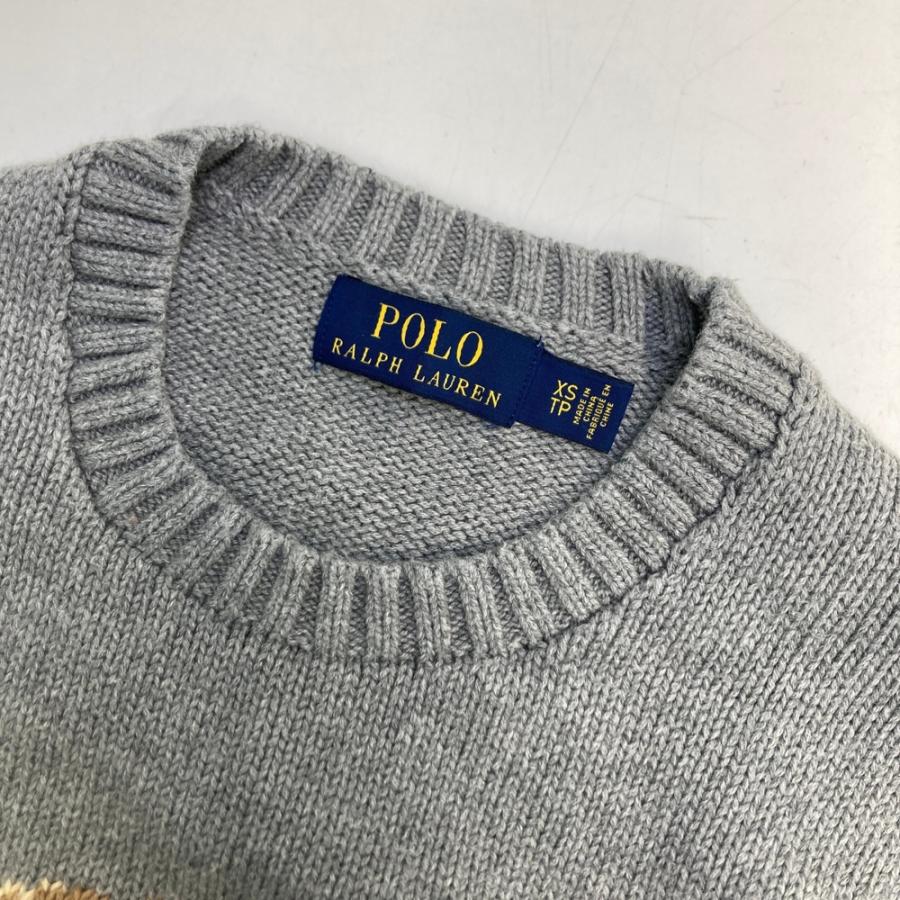 美品✨ ポロラルフローレン 長袖ニット ポロベア 刺繍 グレー クルーネック POLO RALPH LAUREN ポロ ラルフローレン 長袖ニットセーター ベア