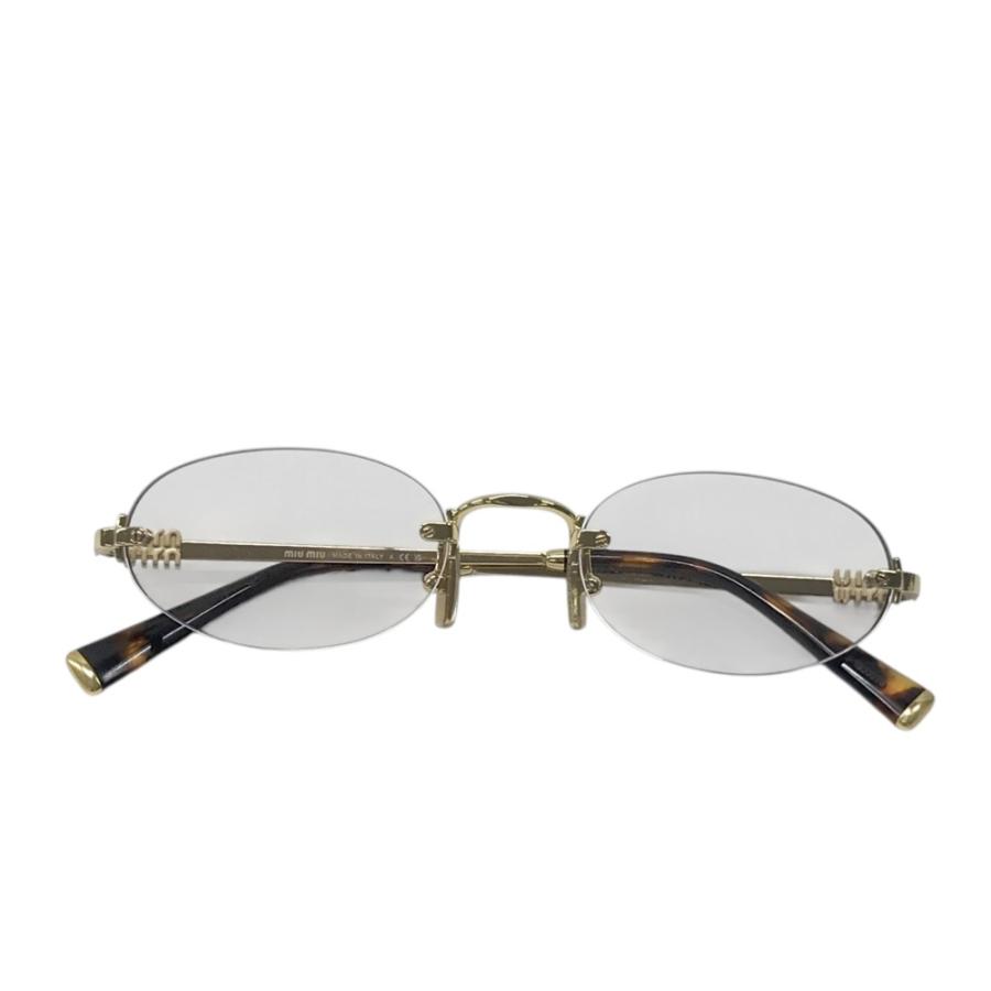 MIU ミュウミュウ SMU A54 リムレス サングラス オーバル型 ゴールド系