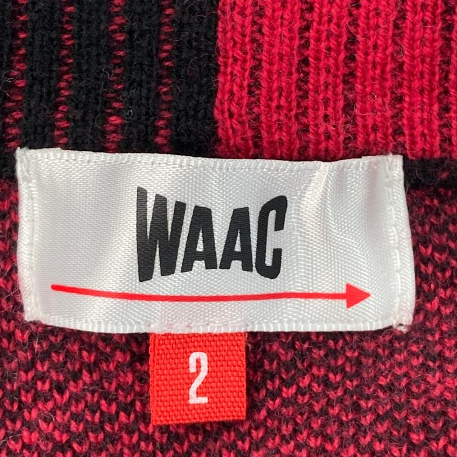 WAAC レディースカシミアニット WAAC ワック カシミヤ混 ニットセーター チェック柄 レッド系 2 ゴルフ
