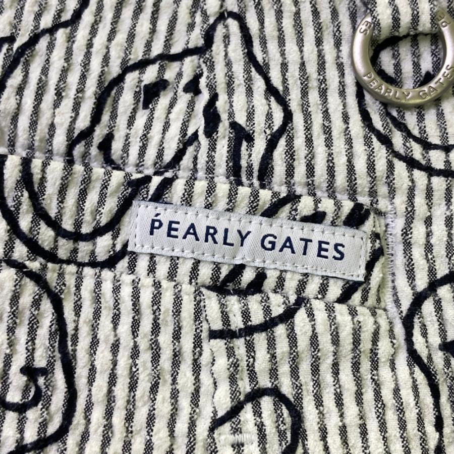 PEARLY GATES パーリーゲイツ  シアサッカースカート ニコちゃん ストライプ×総柄 グレー系 2 ゴルフウェア レディースの画像