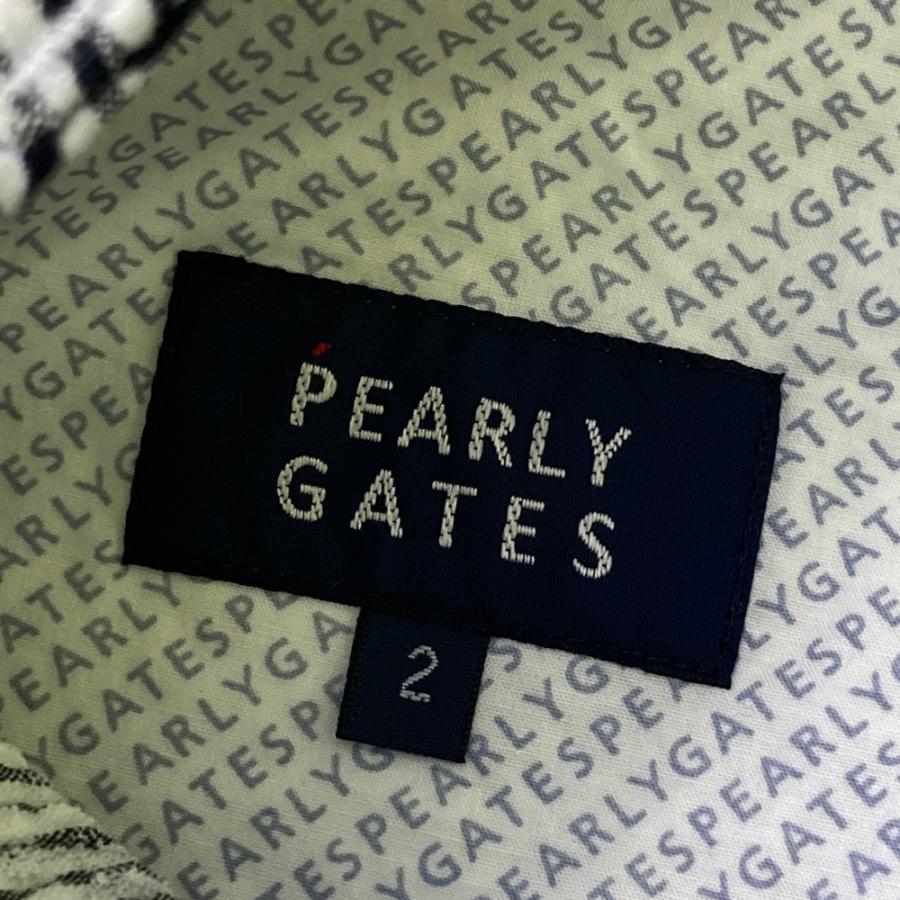 PEARLY GATES パーリーゲイツ  シアサッカースカート ニコちゃん ストライプ×総柄 グレー系 2 ゴルフウェア レディースの画像