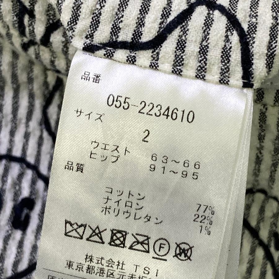 PEARLY GATES パーリーゲイツ  シアサッカースカート ニコちゃん ストライプ×総柄 グレー系 2 ゴルフウェア レディースの画像