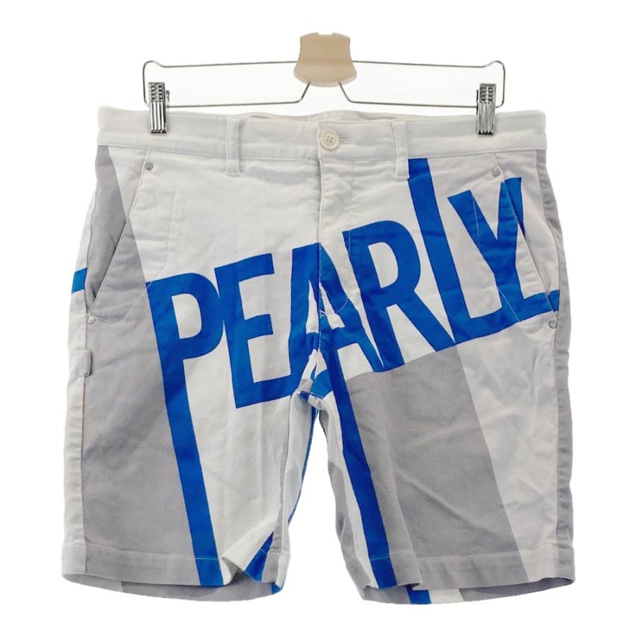 パーリーゲイツ　ハーフパンツ　麻混　ビッグロゴ　ストレッチ　ホワイト　サイズ5 PEARLY GATES パーリーゲイツ ストレッチ ハーフパンツ ビッグロゴ