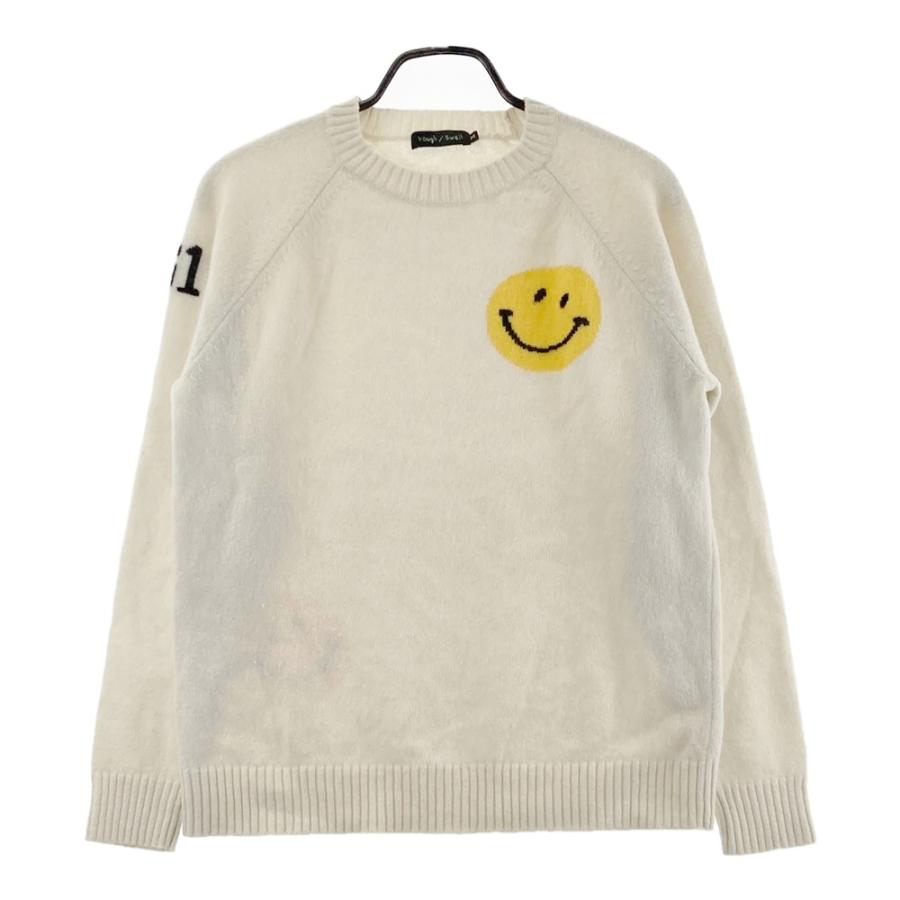 美品　ROUGH & SWELL ダイヤモンド柄セーター XL ROUGH&SWELL ラフアンドスウェル ウール ニットセーター ホワイト系 M