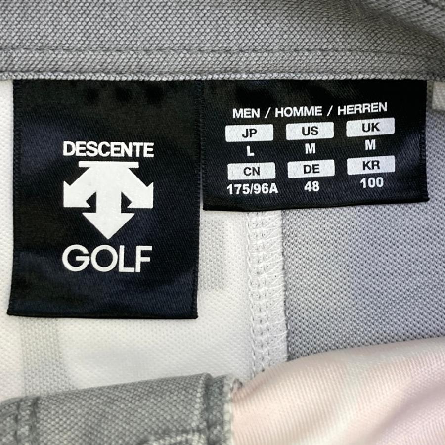 DESCENTE GOLF デサントゴルフ 半袖ポロシャツ ビッグロゴ 総柄 グレー