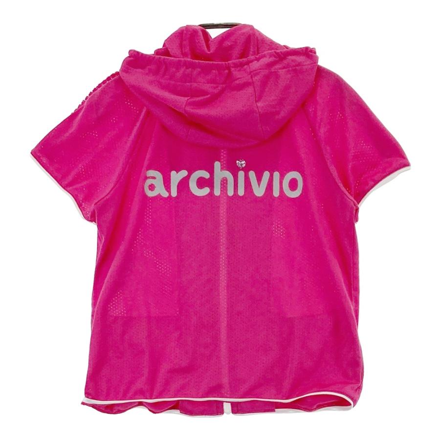 ARCHIVIO アルチビオ メッシュ 半袖 ジップパーカー フリル ピンク系