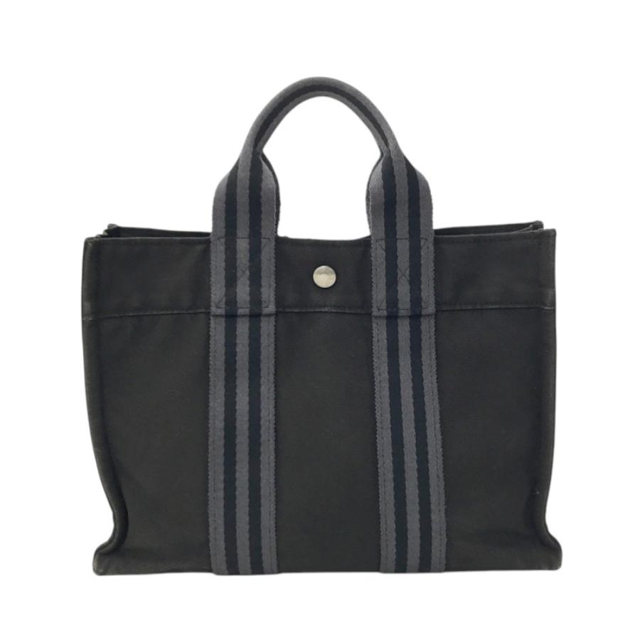 HERMES フランス製 フールトゥPM キャンバス トートバッグ ブラック HERMES エルメス フールトゥPM ハンドバッグ トートバッグ ブラック系