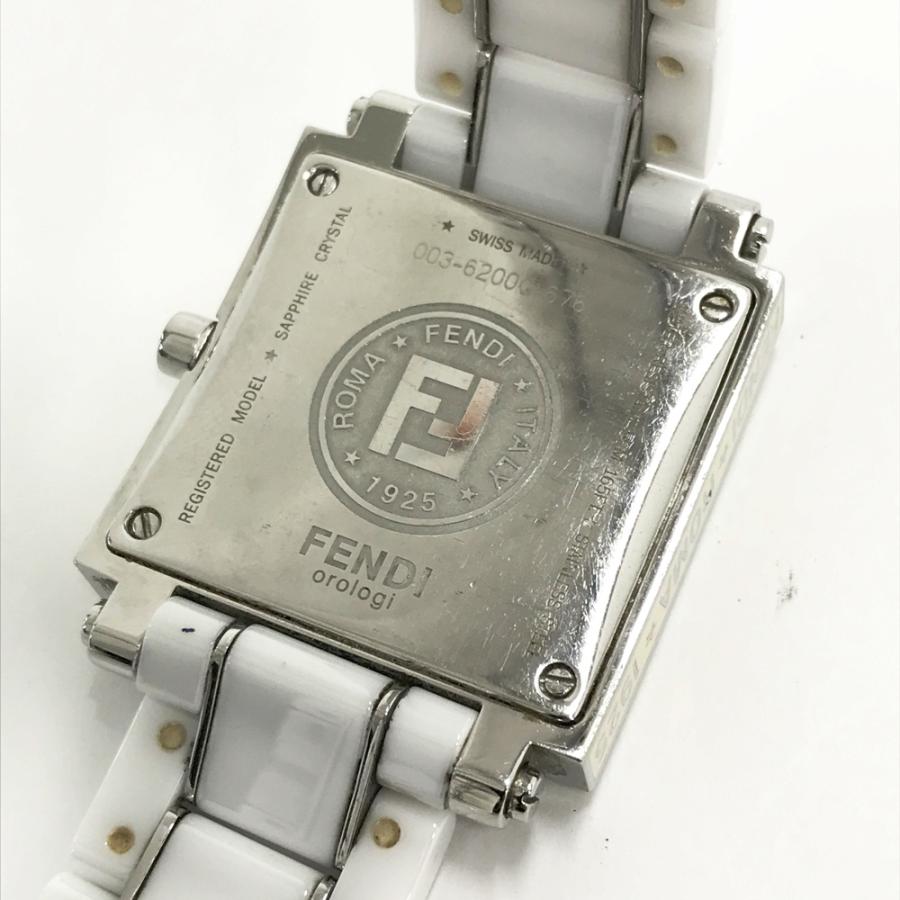 【美品】FENDI フェンディ セラミック 腕時計 6200G スクエア 稼働品 FENDI フェンディ 6200G 時計 セラミック スクエア ホワイト系