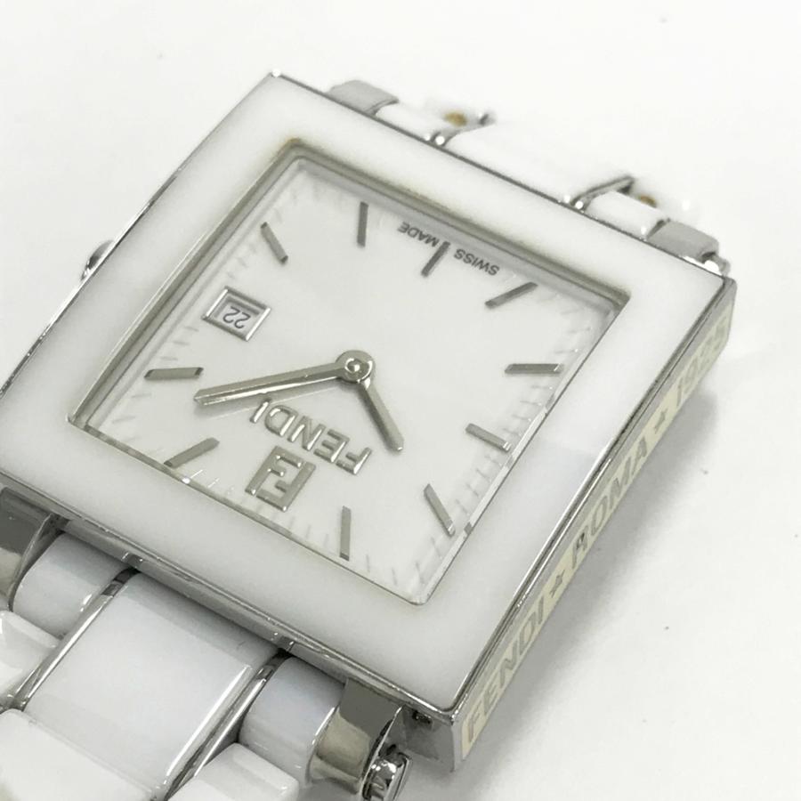 【美品】FENDI フェンディ セラミック 腕時計 6200G スクエア 稼働品 FENDI フェンディ 6200G 時計 セラミック スクエア ホワイト系