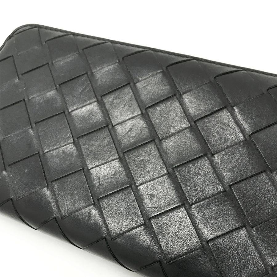 極美品　Bottega Veneta 編み込みレザーブラック BOTTEGA VENETA ボッテガ ヴェネタ 長財布 編み込みレザー イントレ