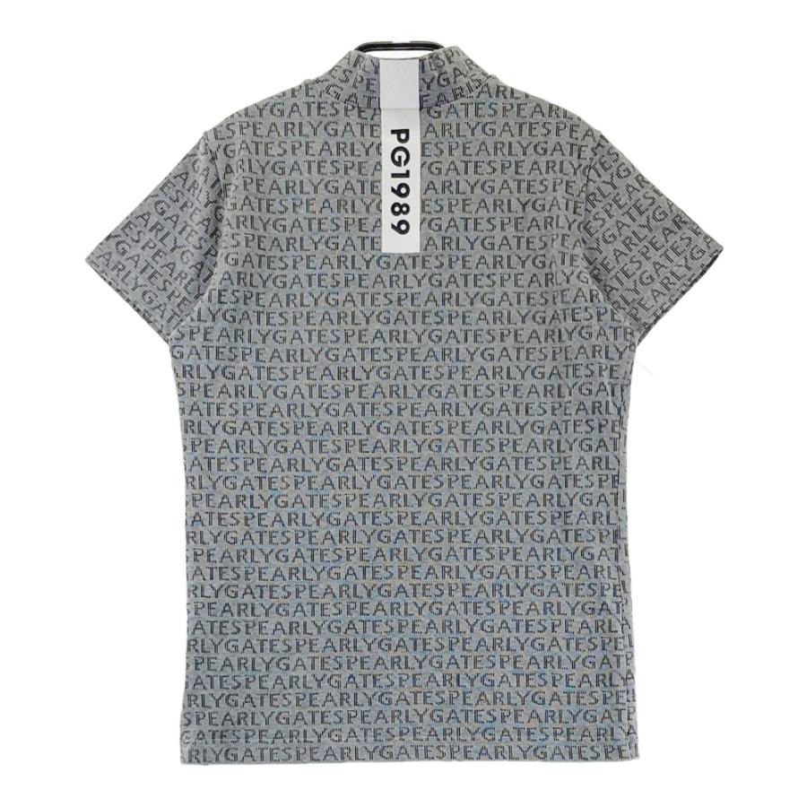 PEARLY GATES パーリーゲイツ ハイネック 半袖Tシャツ ロゴ総柄 グレー