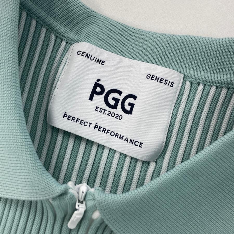 PGG PEARLY GATES パーリーゲイツ ; 2025年モデル ニット ハーフジップ 半袖ポロシャツ  グリーン系 0 ゴルフウェア レディースの画像