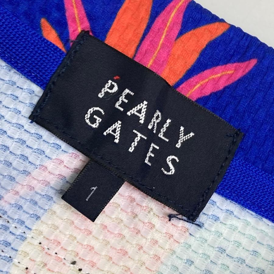 PEARLY GATES パーリーゲイツ 2025年モデル フレンチスリーブポロシャツ パイナップル総柄 ネイビー系 1 ゴルフウェア レディースの画像